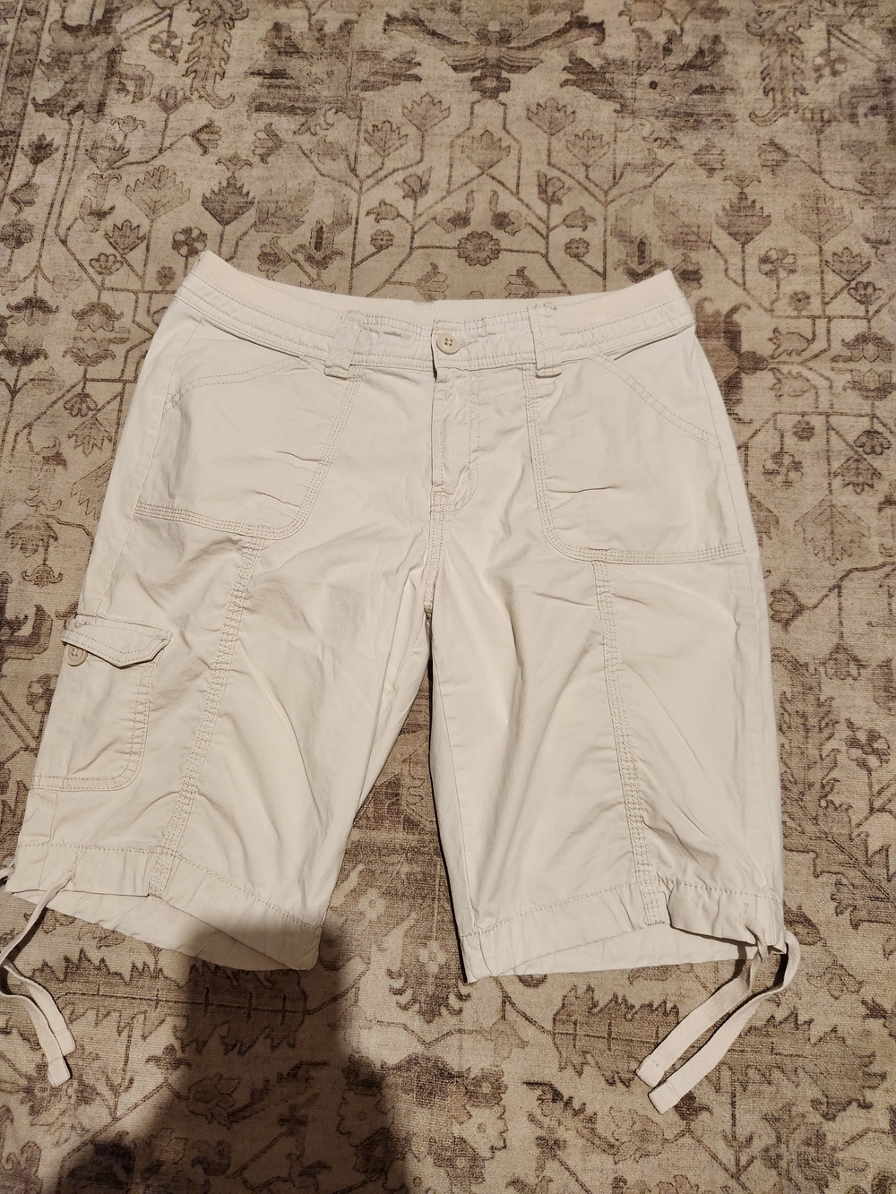 St. John's Bay Cream Cargo Drawstring-Hem Shorts